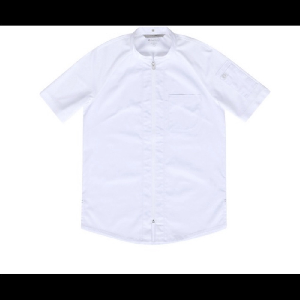 Chef Coat- Short Sleeve Arcadia Zipper Coat- White